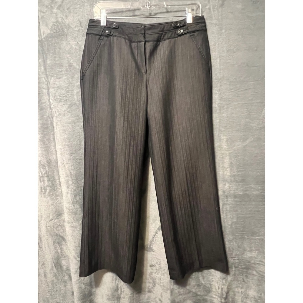Larry Levine Petite 8P Gray Dress Pants Straight Leg Mid Rise‎ 26 Inseam Work